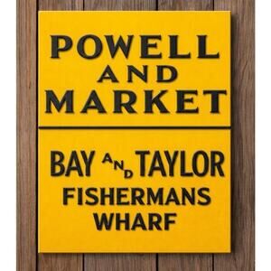 San Francisco California Cable Car Sign Fishermans Wharf Powell and Market Bay